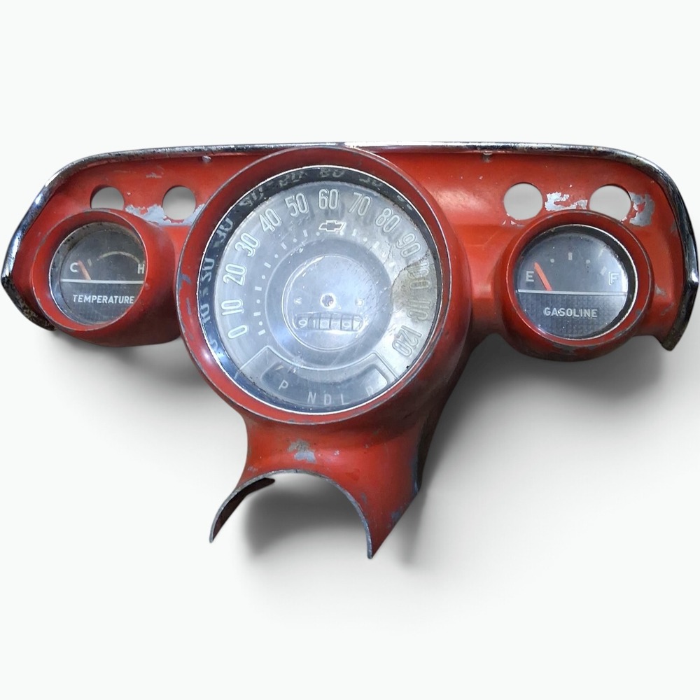 Vintage 1956 Chevrolet Instrument Cluster Red Speedometer Gauges 1584733 Retro